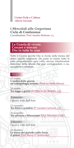 Scheda accademica 2014-2015 del Centro Fede e Cultura "Alberto