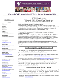 Wisconsin WIC Association (WWA): Spring Newsletter 2014