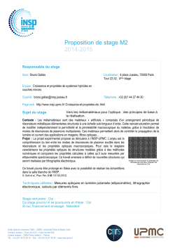 Proposition de stage M2 2014-2015 M2