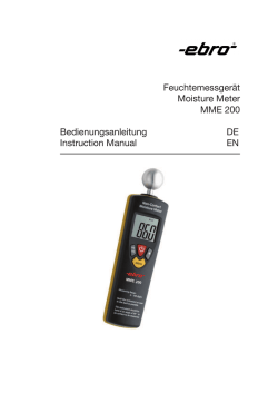 Feuchtemessger&auml;t Moisture Meter MME 200 Bedienungsanleitung