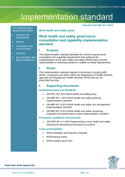 Work Health and Safety Governance Consultation and Capability