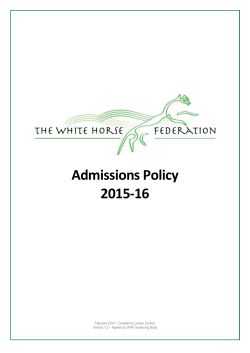 Information - WHF Admissions Policy 2015-16