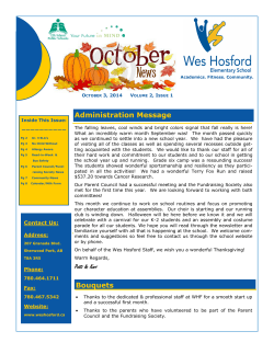 October 2014 Newsletter - Wes Hosford Elementary