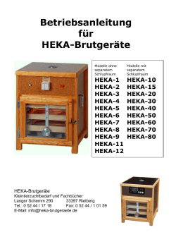 Betriebsanleitung für HEKA-Brutgeräte