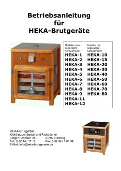 Betriebsanleitung für HEKA-Brutgeräte
