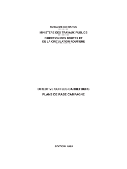 DIRECTIVE SUR LES CARREFOURS PLANS DE