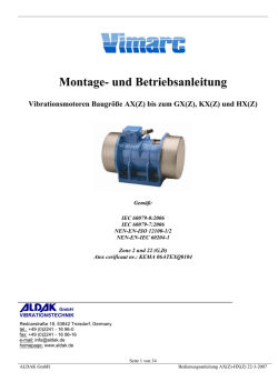 Montage- und Betriebsanleitung - ALDAK Vibrationstechnik