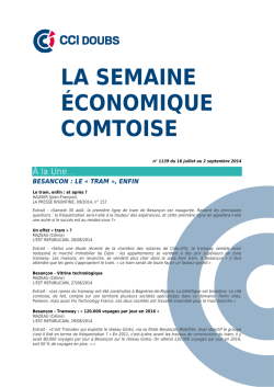 La Semaine Economique Comtoise n° 1139