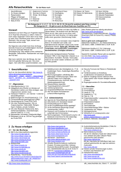 Alfs Reisecheckliste - Urlaubsvorbereitung und Reiseplanung