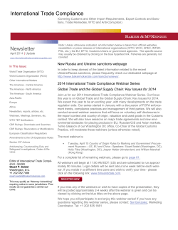 April 2014 International Trade Compliance Update Newsletter