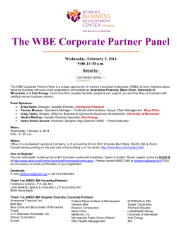 “Corporate Panel on WBE Certification” – Wednesday, November 16