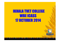 IKHALA TVET COLLEGE WBE ICASS 17 OCTOBER 2014