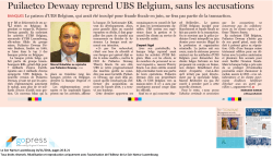 Puilaetco Dewaay reprend UBS Belgium, sans les accusations