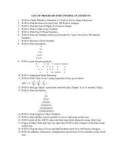 LIST OF PROGRAMS FOR CONTROL STATEMENTS 1. WAP to