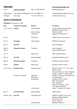 Johnny Greally Resume Producer Feb 2014