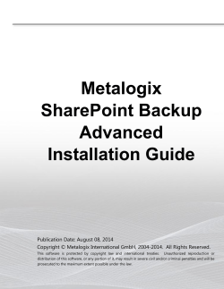 Metalogix SharePoint Backup Advanced Installation Guide