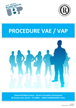 La procédure VAP / VAE - Université Blaise