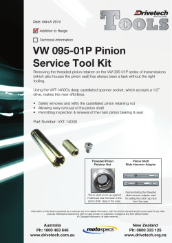 VW 095-01P Pinion Service Tool Kit