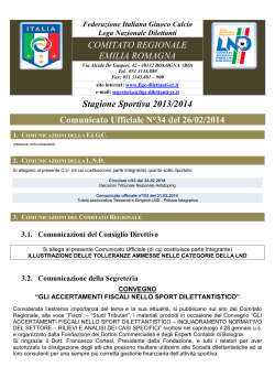 Comunicato Ufficiale N°34 del 26/02/2014