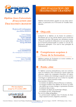 DIU Evaluation des traumatis&eacute;s craniens - Isped