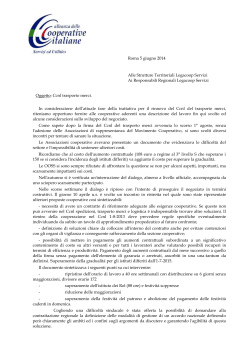 Roma 5 giugno 2014 Alle Strutture Territoriali Legacoop Servizi Ai