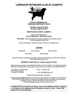 Premium List - Labrador Retriever Club of Alberta