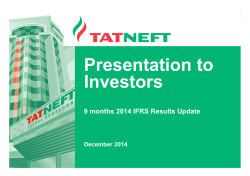Presentation to Investors 9 months 2014 IFRS Results Update