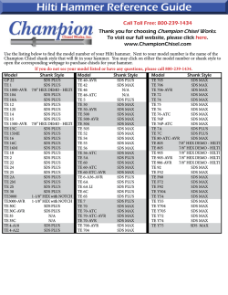 Hilti Hammer Reference Guide