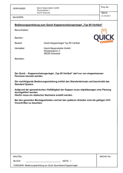 Bedienungsanleitung zum Quick Kappenschalungsriegel &bdquo;Typ 85