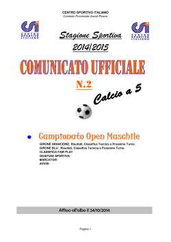 comunicato ufficiale n°02 stagione sportiva 2014/2015