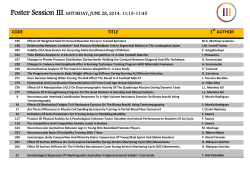 Poster Session III. SATURDAY, JUNE 28, 2014. 11:15