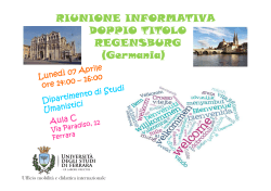 Doppio Titolo Regensburg - Università degli Studi di Ferrara