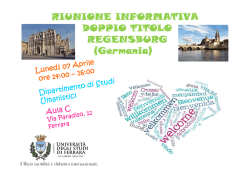 Doppio Titolo Regensburg - Universit&agrave; degli Studi di Ferrara