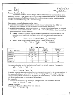 Answer Key Nuclear chem large packet