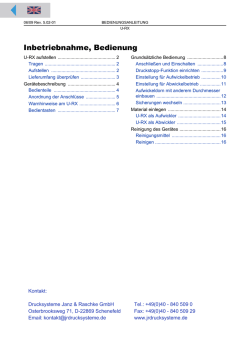 Inbetriebnahme, Bedienung - Drucksysteme Janz & Raschke GmbH