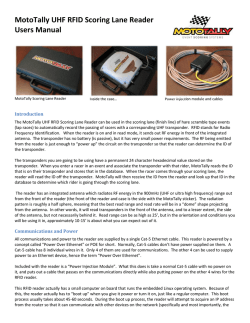 MotoTally UHF RFID Scoring Lane Re Users Manual HF RFID