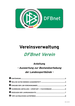 DFBnet Veren - Anleitung 'Bestandserhebung'