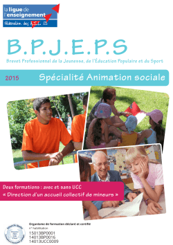 Plaquette BP JEPS Animation Sociale 2015
