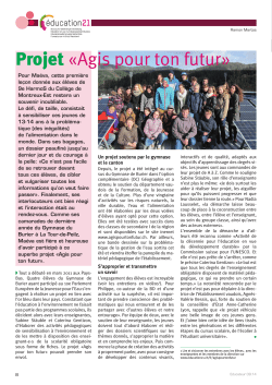 Projet «Agis pour ton futur»