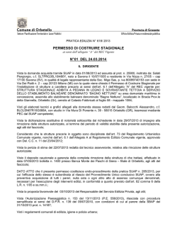 Permesso di Costruire Stagionale 1 del 24 marzo 2014