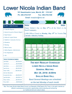 LNIB Newsletter - Lower Nicola Indian Band