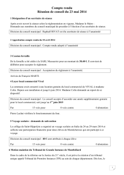 Compte rendu Réunion de conseil du 23 mai 2014