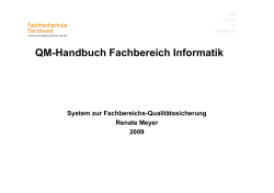 QM Handbuch Fachbereich Informatik QM-Handbuch Fachbereich