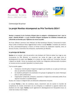 CP_Le projet Novitas récompensé au Prix Territoria 2014
