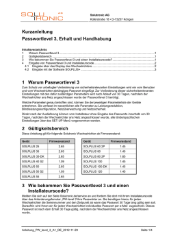Anleitung PW-level 3 - Solutronic
