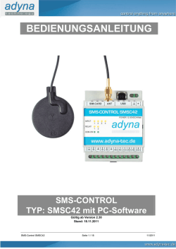BEDIENUNGSANLEITUNG SMS-CONTROL TYP - ADYNA