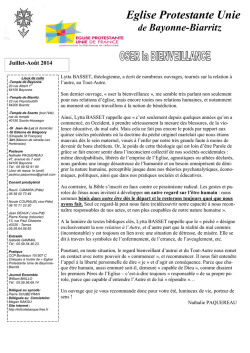 Feuille de la paroisse JUILLET &ndash; AOUT 2014