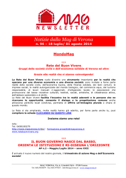 Newsletter Mag Verona n.96 (18 luglio 2014 _ 01 agosto 2014)