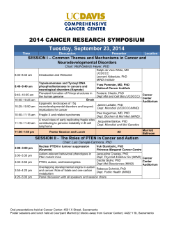 2014 CANCER RESEARCH SYMPOSIUM Tuesday, September 23