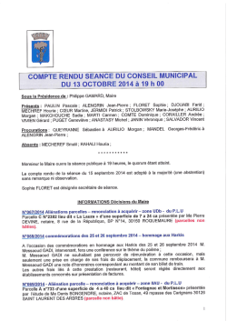 DU 13 OCTOBRE 2014 à 19 h 00 - Mairie de St Laurent des Arbres